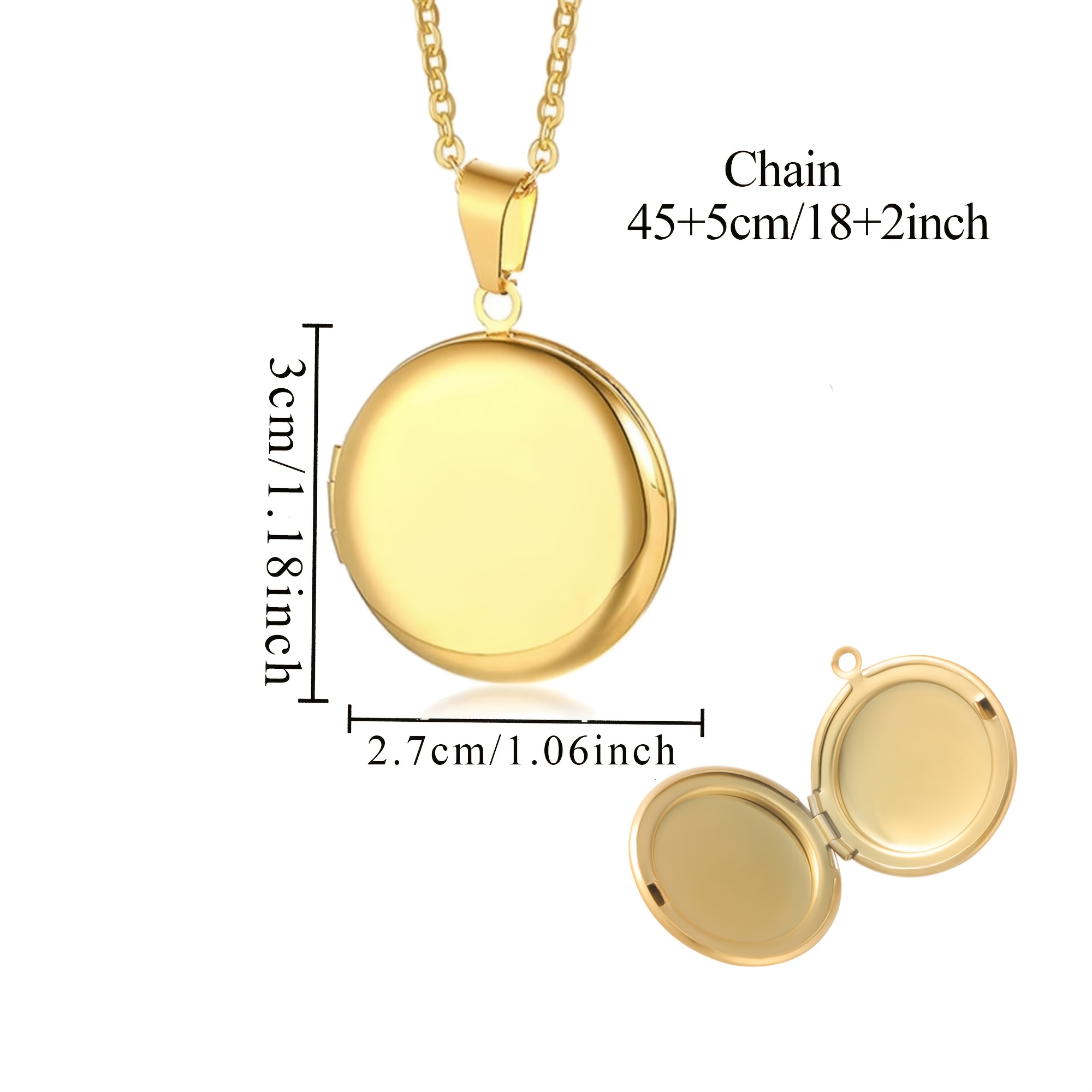 Customizable Round Locket Necklace with Picture/Text